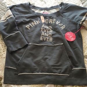 Pink Forever sweater sweatshirt 3/4 sleeve, kangaroo pocket